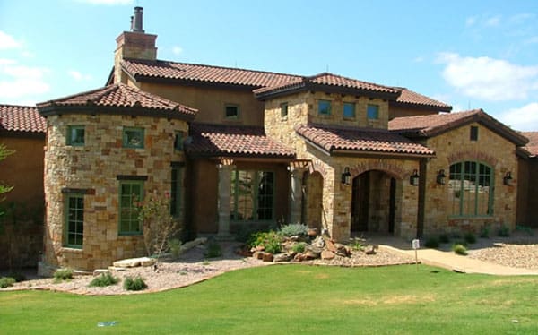 Mediterranean stone house with terracotta roof